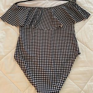 Size XL swimsuit.Blue and white check.